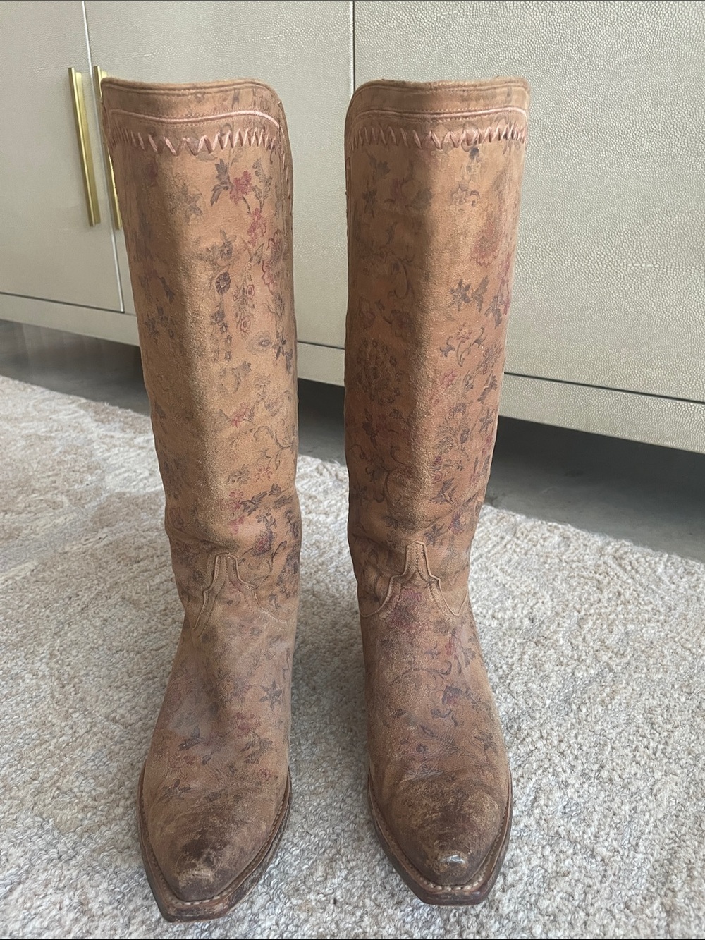 Shyanne Estampada Ochre Kimono Western Boots Leather 8.5 B